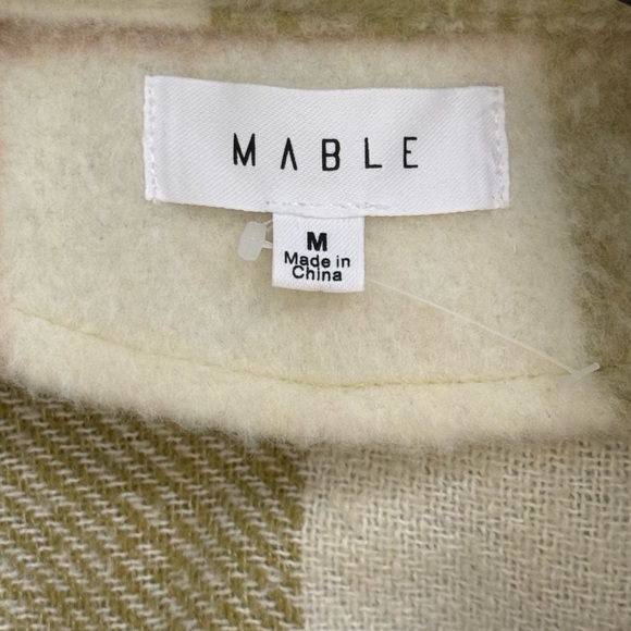 NWOT MABLE Moriya Plaid Long Shirt Shacket Jacket, Kiwi Green and Cream size M - Picture 5 of 7